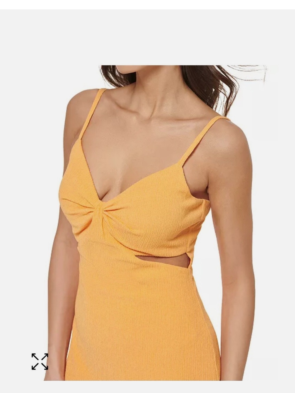 Guess Yellow Twist-Front Midi Dress